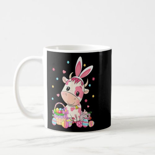 Cute Strawberry Cow Wearing Bunny Ear Easter Egg B Coffee Mug