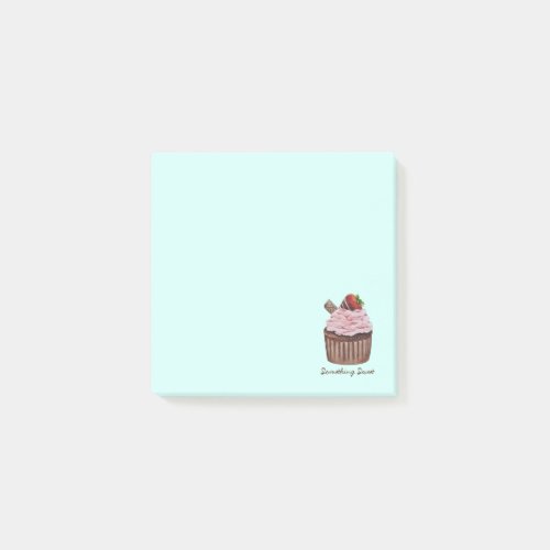 Cute Strawberry Cupcake  In Watercolor   Post_it Notes