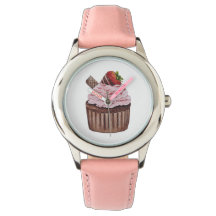 Cute Strawberry Cupcake In Watercolor