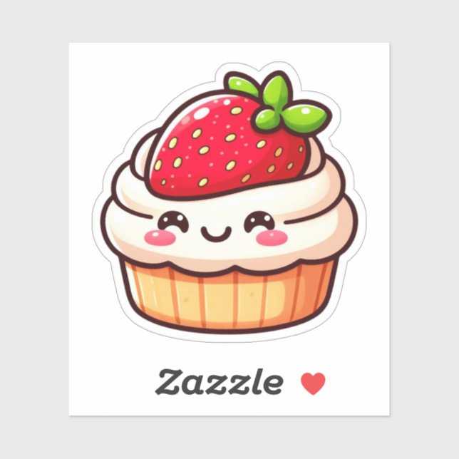 Cute Strawberry Cupcake Vinyl Stickers (Sheet)
