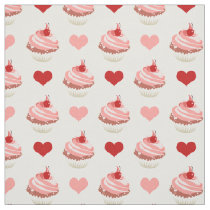 cute strawberry cupcakes and hearts fabric