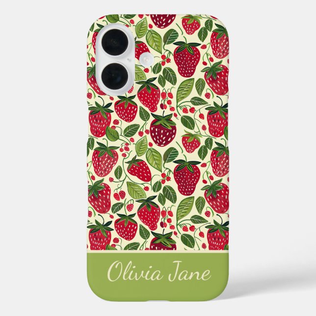 Cute Strawberry Design with custom Name   Case-Mate iPhone Case (Back)