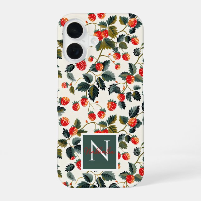 Cute Strawberry Design with custom Name   Iphone Case (Back)