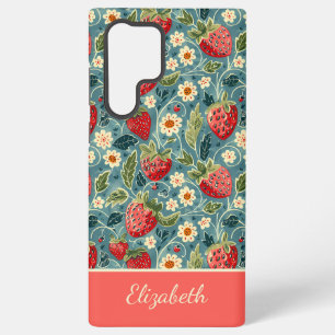 Cute Strawberry Design with custom Name   Samsung Galaxy S22 Ultra Case