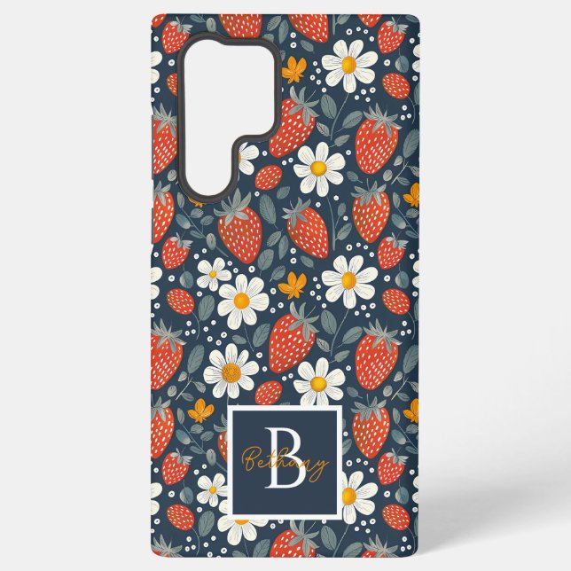 Cute Strawberry Design with custom Name   Samsung Galaxy Case (Back)