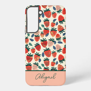 Cute Strawberry Design with custom Name Samsung Galaxy S22+ Case