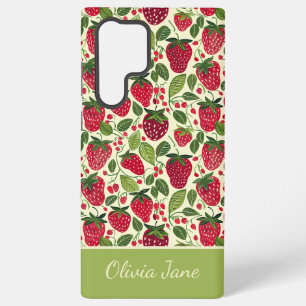 Cute Strawberry Design with custom Name   Samsung Galaxy S22 Ultra Case