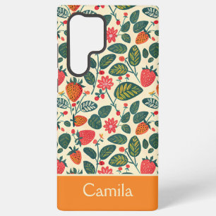 Cute Strawberry Design with custom Name   Samsung Galaxy S22 Ultra Case