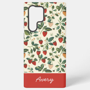 Cute Strawberry Design with custom Name   Samsung Galaxy S22 Ultra Case