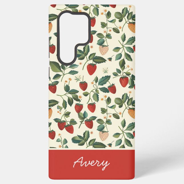 Cute Strawberry Design with custom Name   Samsung Galaxy Case (Back)