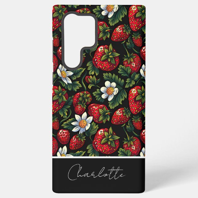 Cute Strawberry Design with custom Name   Samsung Galaxy Case (Back)