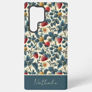 Cute Strawberry Design with custom Name   Samsung Galaxy S22 Ultra Case