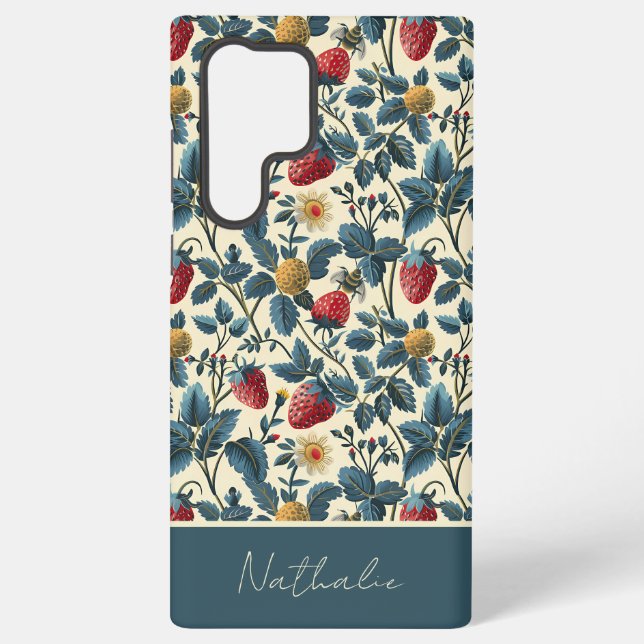 Cute Strawberry Design with custom Name   Samsung Galaxy Case (Back)