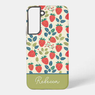 Cute Strawberry Design with custom Name Samsung Galaxy S22+ Case