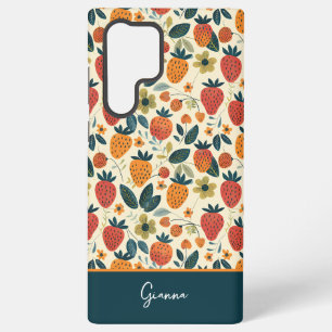 Cute Strawberry Design with custom Name Samsung Galaxy S22 Ultra Case