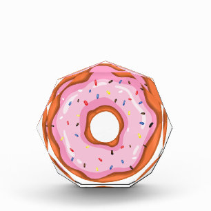 Cute Strawberry Dipped Sprinkles Doughnuts. Acrylic Award