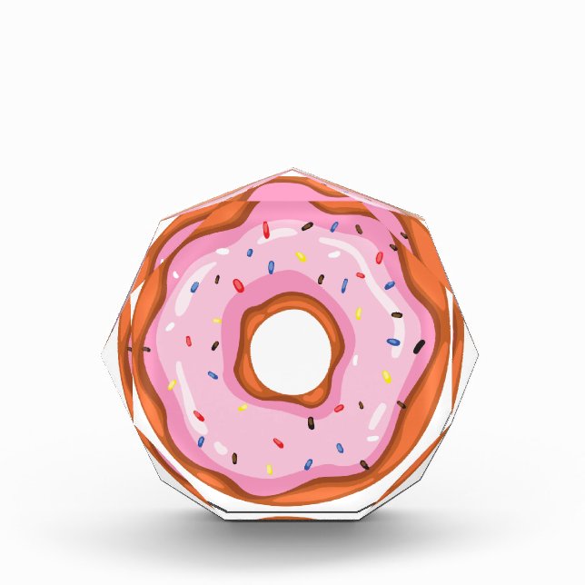 Cute Strawberry Dipped Sprinkles Doughnuts. Acrylic Award (Front)