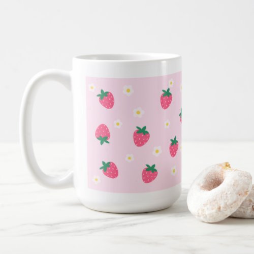 Cute strawberry flower image mug
