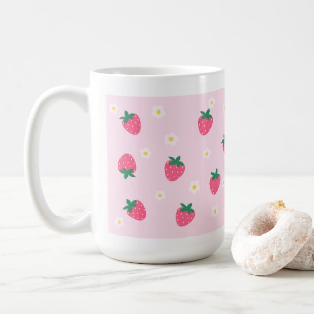 Cute strawberry flower image mug (With Donut)