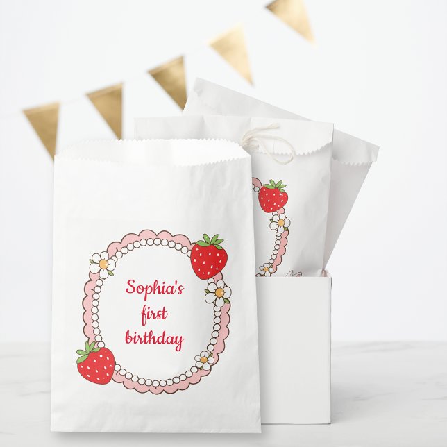 Cute Strawberry Frame Birthday Favor Bag (Creator Uploaded)