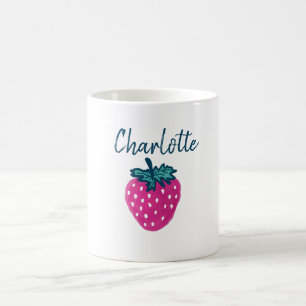 Cute Strawberry Fruit Custom Name Coffee Mug
