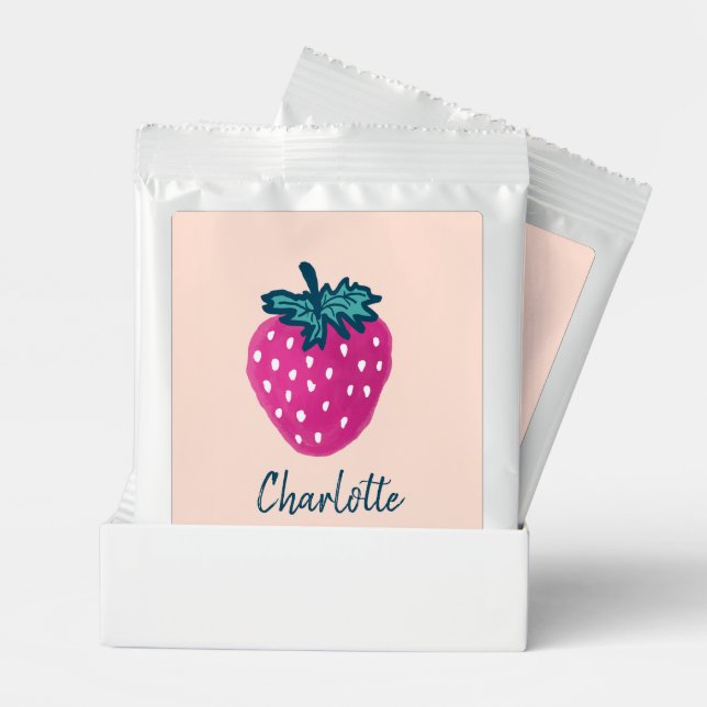 Cute Strawberry Fruit Custom Name  Lemonade Drink Mix (Pair)