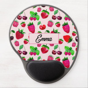 Cute Strawberry Fruit Custom Name Mouse Pad