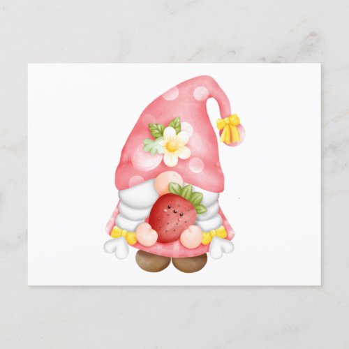 Cute Strawberry Fruit Gnome  Postcard