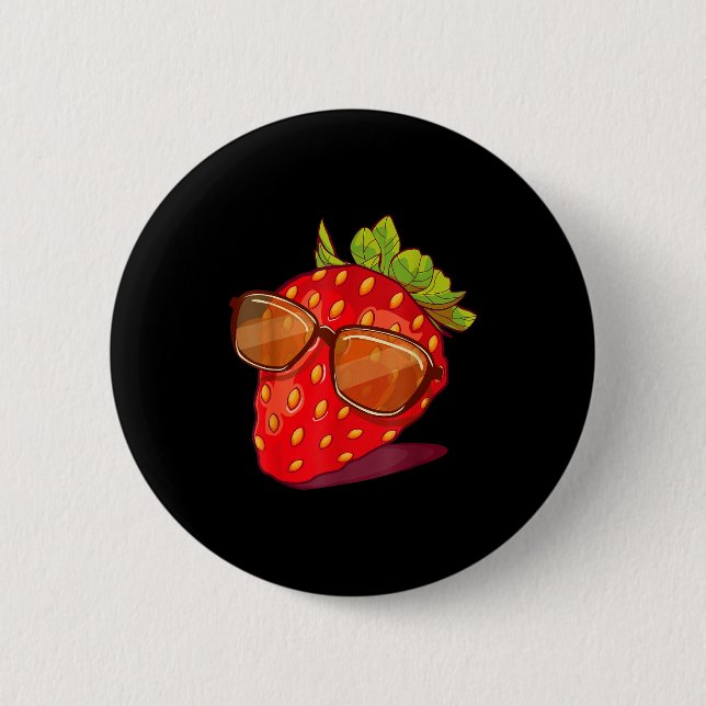 Cute Strawberry Fruit Lover Aesthetic Summer Gift  Button (Front)