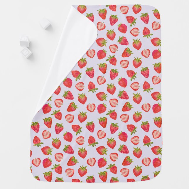 Cute strawberry fruit pattern baby blanket (In Situ)
