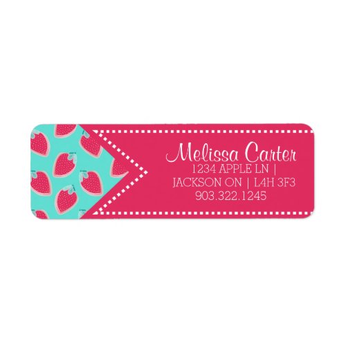 Cute Strawberry Fruit Pattern Name  Address Label