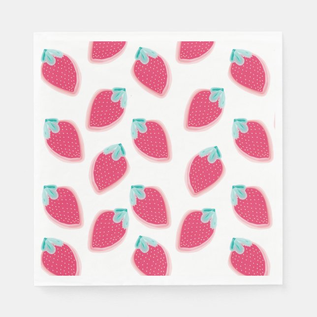 Cute Strawberry Fruit Pattern Paper Napkins (Front)