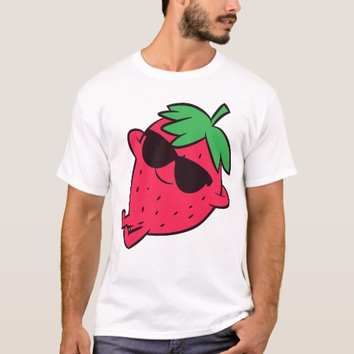 Cute Strawberry Fruit Relaxing Lazy Strawberry T_Shirt
