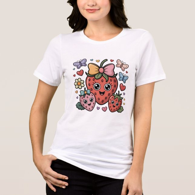 Cute Strawberry Fruit Tri-Blend Shirt (Front)