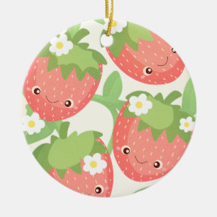 Cute Strawberry Garden Ceramic Ornament