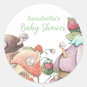 Cute Strawberry Garden Fairy Houses Classic Round Sticker