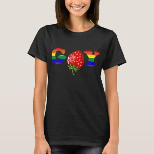 Cute Strawberry Gay Flag Fruit Berry LGBT Pride Mo T_Shirt