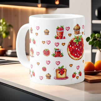 Cute Strawberry 💗🍓🥨 Giant Coffee Mug