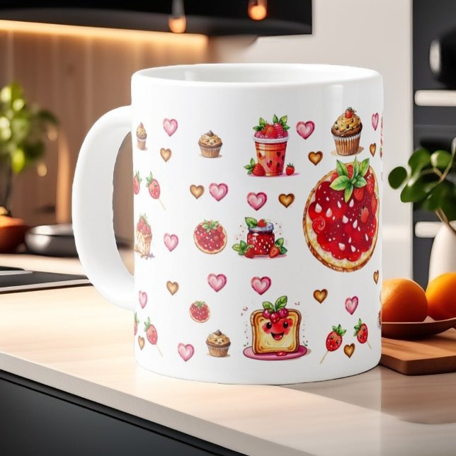 Cute Strawberry 💗🍓🥨  Giant Coffee Mug (Creator Uploaded)