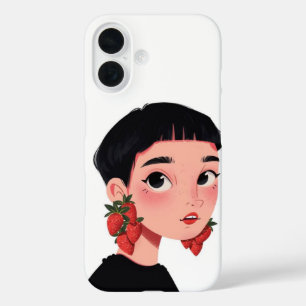 Cute Strawberry Girl iPhone Case Kawaii Gift