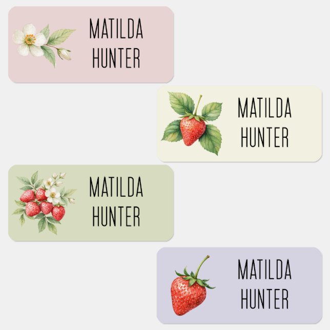Cute strawberry girl name clothing labels (Group)