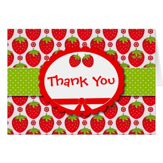 Cute Strawberry Girly & Personalized Thank You Card