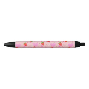 Cute Strawberry & Hearts Seamless Pattern Pen