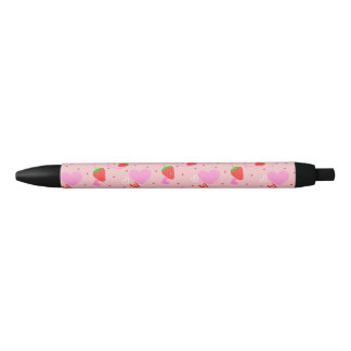 Cute Strawberry & Hearts Seamless Pattern Pen