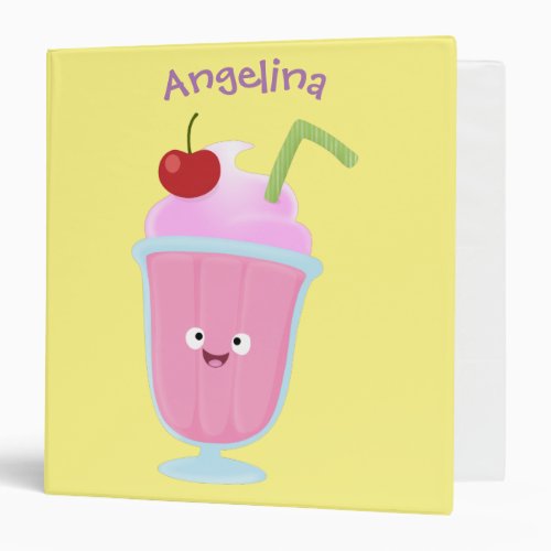 Cute strawberry ice cream sundae cartoon 3 ring binder