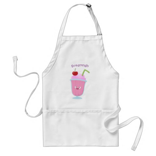 Cute strawberry ice cream sundae cartoon adult apron