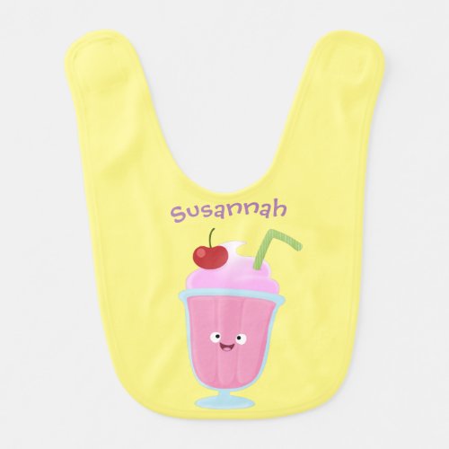 Cute strawberry ice cream sundae cartoon baby bib