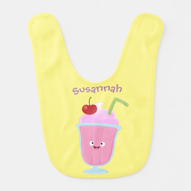 Cute strawberry ice cream sundae cartoon baby bib (Front)