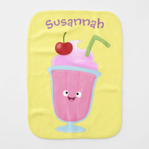 Cute strawberry ice cream sundae cartoon baby burp cloth