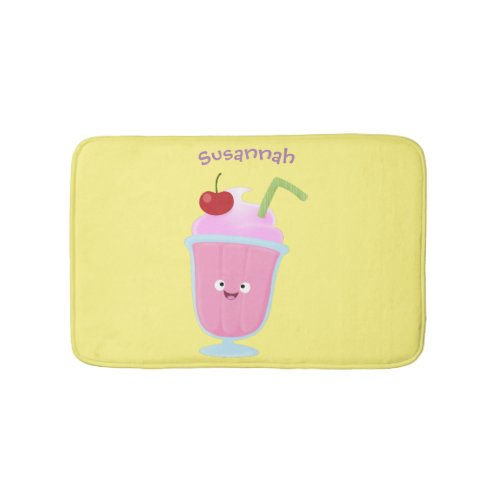 Cute strawberry ice cream sundae cartoon bath mat